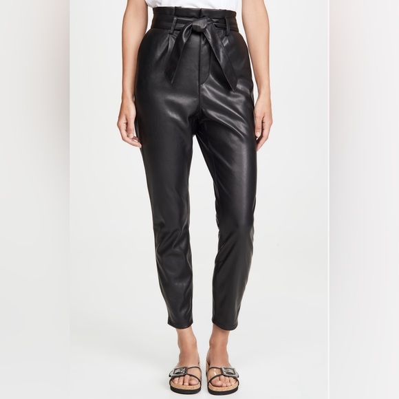 BB Dakota Vegan Leather Paper Bag Pants Black